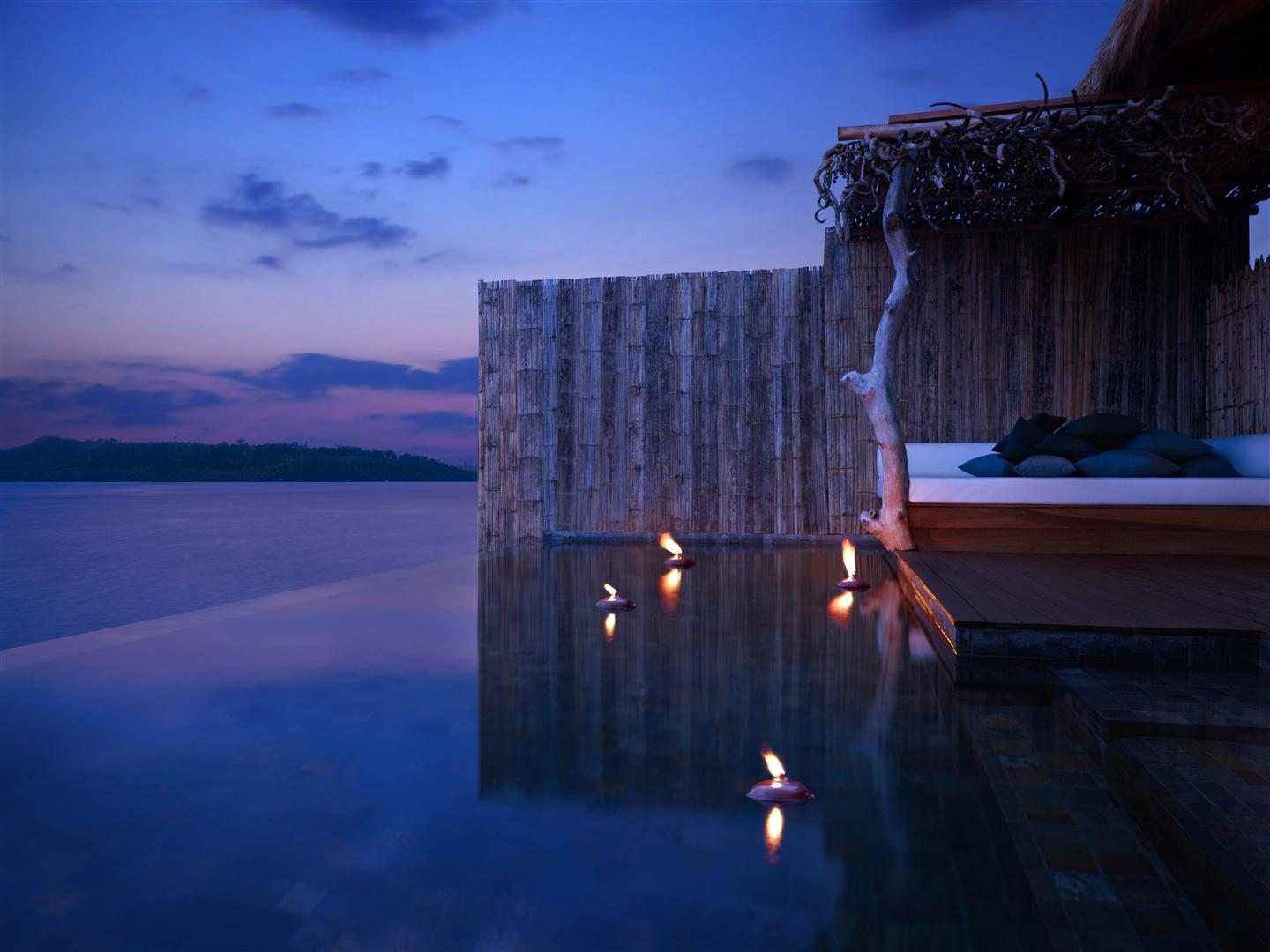 Water villa deck at night  - Song Saa
