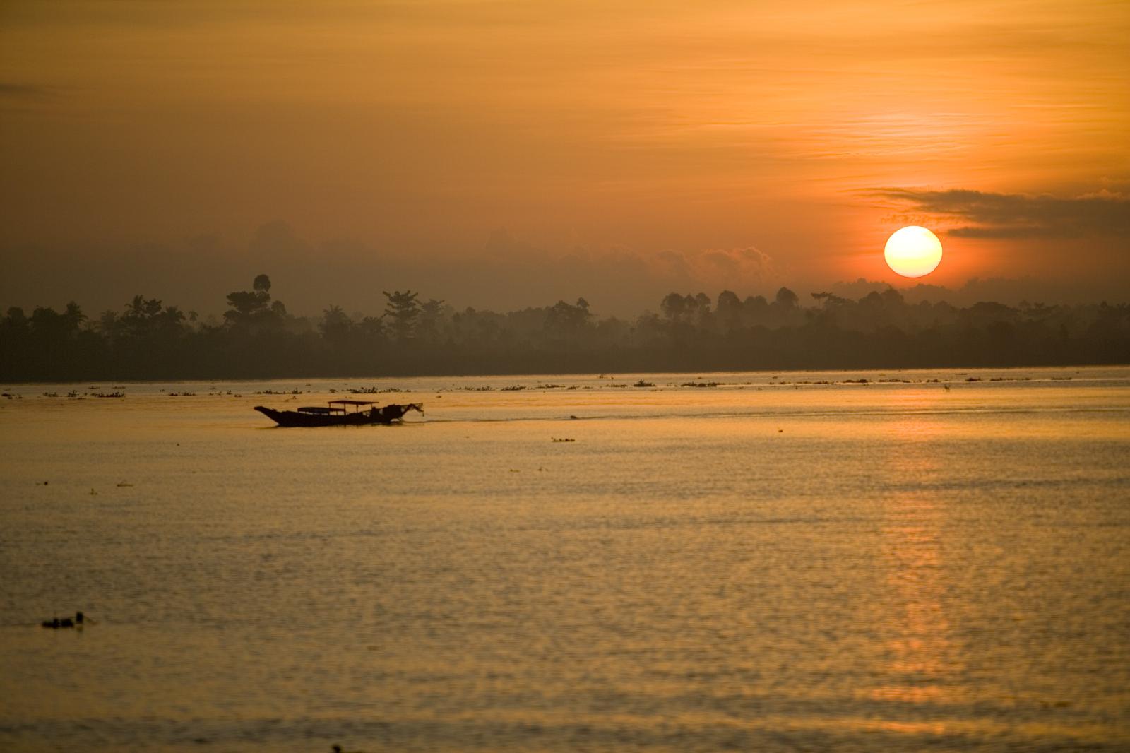 Sunset over the Mekong - Bassac Boat 