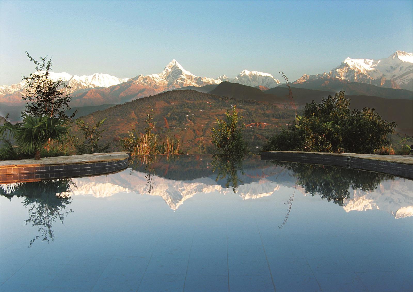 Pool at Tiger Mountain Pokhara Lodge - On a high in Nepal