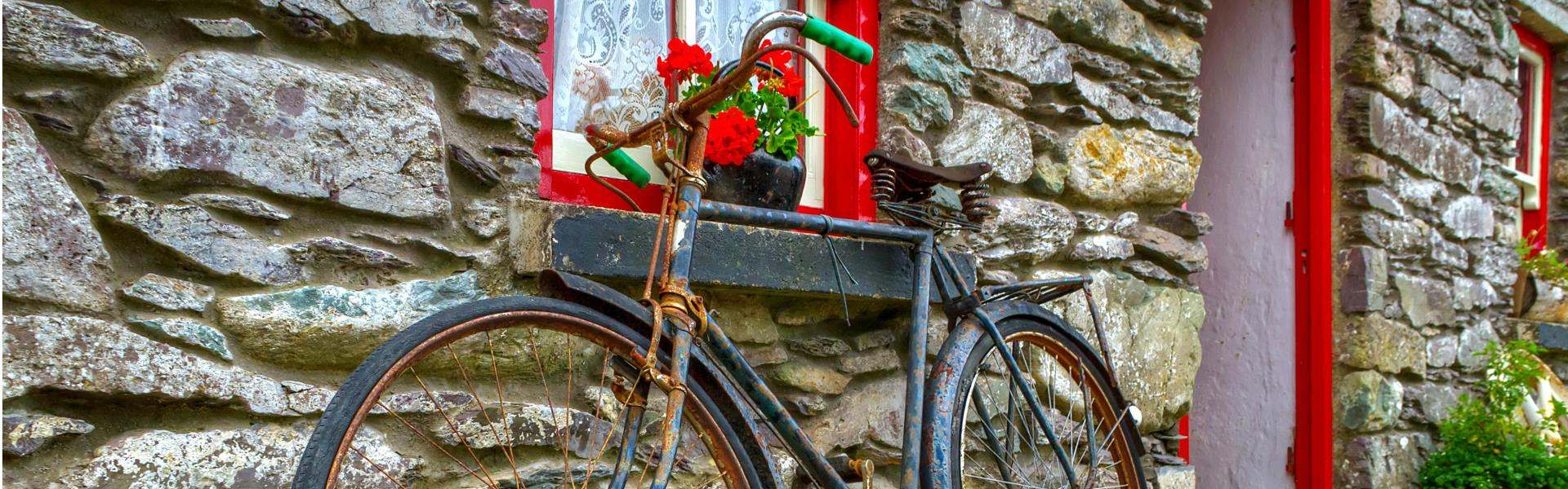 Bicycle outside cottage - Classic Ireland