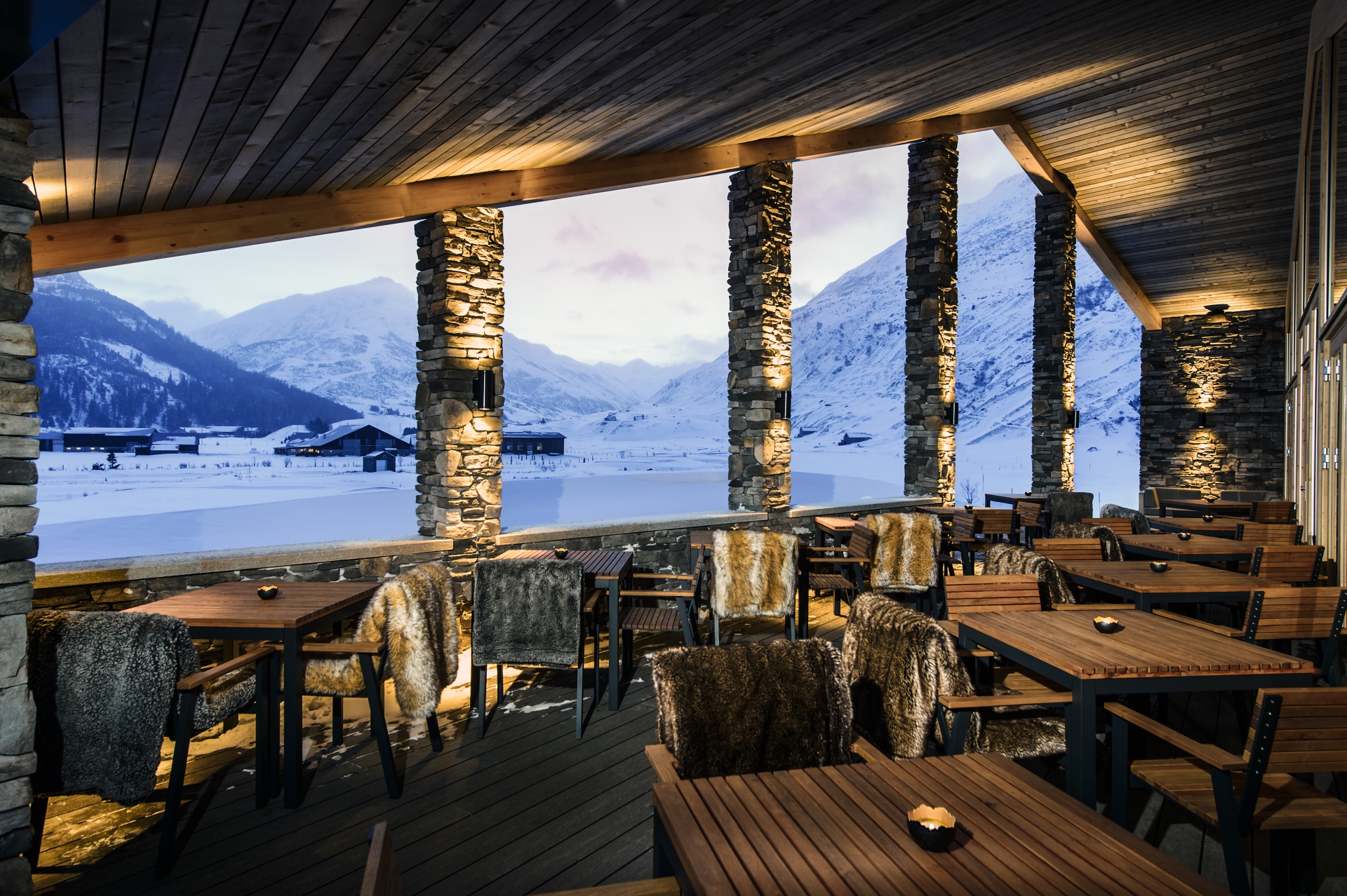 The Club House terrace - The Chedi Andermatt