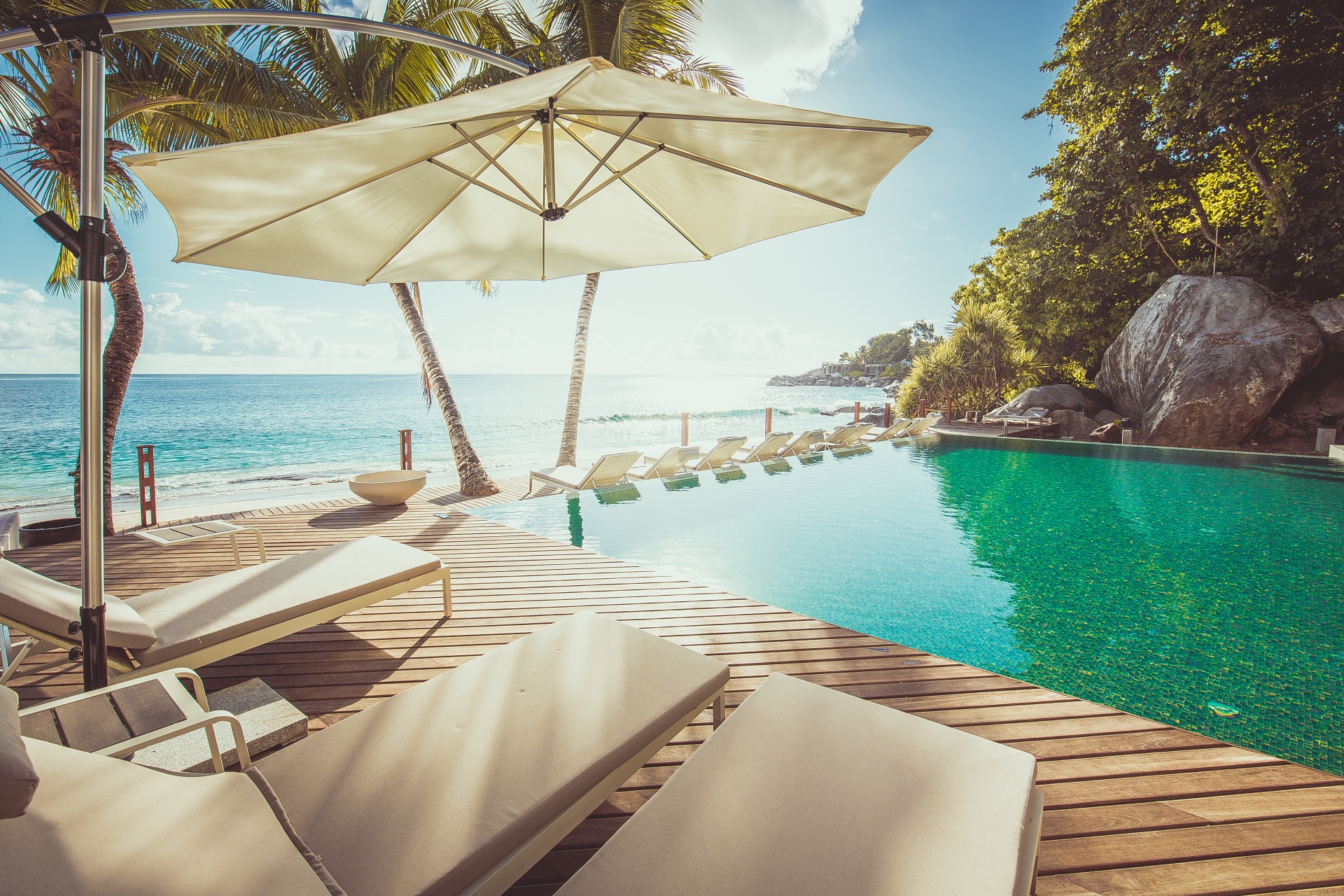 Sunbeds by the Pool - Carana Beach Hotel