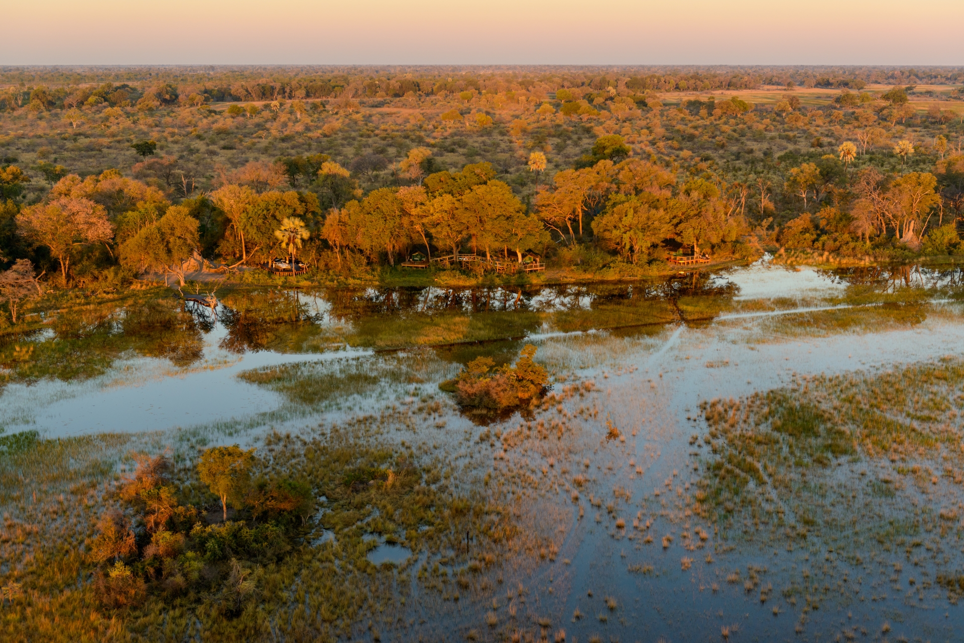 Aerial view of Macatoo - Wild Botswana Riding Safari