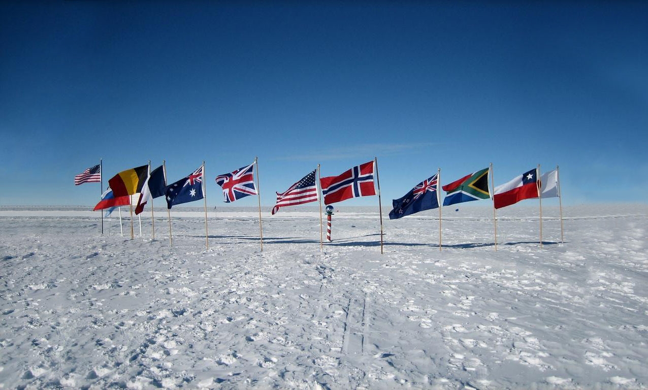 South Pole flags 
